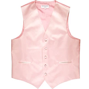 Nuevo Chaleco Esmoquin Poliéster Hombre Chaleco Solo Sólido Boda Formal Fiesta Rosa - Imagen 1 de 2