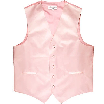 New polyester men's tuxedo vest waistcoat only solid wedding formal party pink - Image 1 of 2