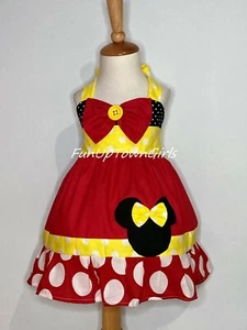 Minnie Mouse Frühling Sommer rot Neckholder Mädchen Kleinkind Kleid - Bild 1 von 4