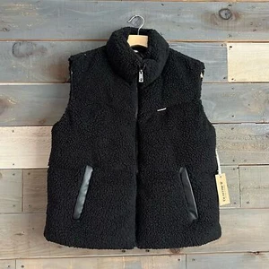 $190 BearPaw Women's Sherpa Quilted Puffer Vest Black L - Picture 1 of 10