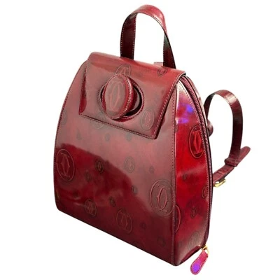 CARTIER: Mochila Borgoña, Charol Logo "Doble C" #1391 Foto 1 de 4