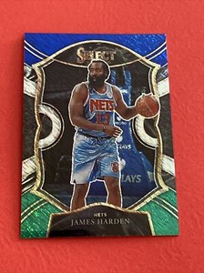 2020-21 Panini Select L James Harden Blue White Green Shimmer Prizm #27/49