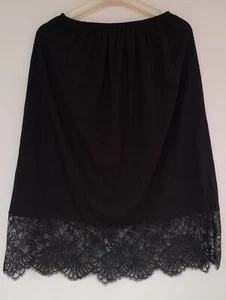 26" Length Women Plain Long Half Slip Ladies Cotton Petticoat Slip Skirt BLACK - Picture 1 of 7