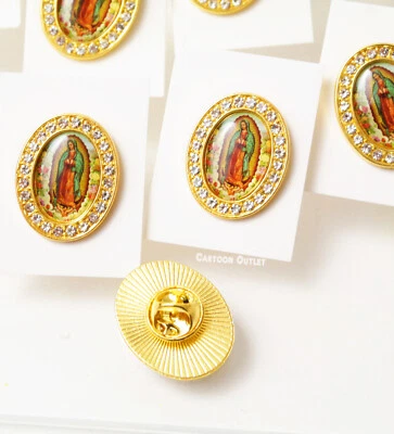 12 Communion Favors Guadalupe Lapel Pin Virgen Brooch Comunion Recuerdos Bautizo - Image 1 of 4