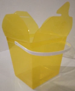 Yellow Plastic Noodle Boxes with Handle x 8 Loot Treat Birthday Party Favour Box - Picture 1 of 6