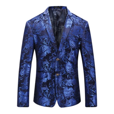 Men Velvet Suit Blazer Prom Dress Jacket Stage Showman Costume Coat Tops - Image 1 of 4