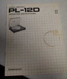 Original Pioneer Stereo Turntable PL-12D Operating Instructions Manual - Picture 1 of 2
