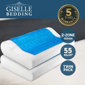 Giselle Bedding Memory Foam Pillow Cool Gel Contour Pillows Home Hotel w/Cover - Picture 1 of 11
