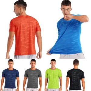 Men Fishing Shirt Rash Guard T-Shirt Swimming Tops Short Sleeve Quick Dry Sport - Picture 1 of 38