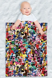 Power Rangers Soft Fleece Baby Blanket Cozy Crib Throw 30"x40" Crowd of Rangers - Picture 1 of 6