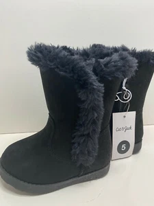 New Cat & Jack Katrina Toddler Girls Black faux suede Boots Plush Inside size 5 - Picture 1 of 3