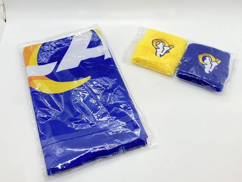 NFL Los Angeles Rams Sweat Wristbands and Towel New Sealed Promo Giveaway 2022 Cover