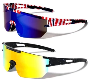 2 pares de gafas de sol para hombre EE. UU. bandera patriótica deporte una pieza Len espejo - UV400 - Imagen 1 de 4