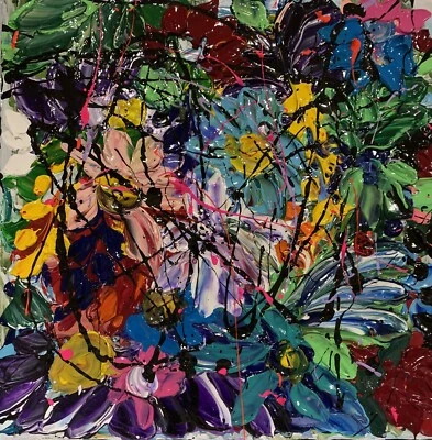 14x14 Impasto Style Painting Lots of Texture FREE SHIPPING - CRACKED CANOPY - Image 1 of 4