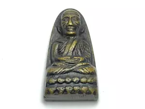 Thai amulet Luang Pu Thuat behind the letters Black brass Wat ChangHai Rare 1962 - Picture 1 of 8