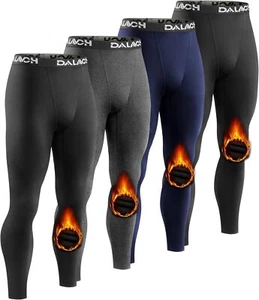 4 Pack Men Thermal Compression Pants,Fleece Lined Heated Leggings for Cold Weath - Picture 1 of 8