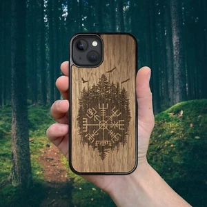 Viking Compass Vegvisir Wooden iPhone MagSafe Case 15 Pro Max, 14 Plus, 13 Pro - Photo 1 sur 36