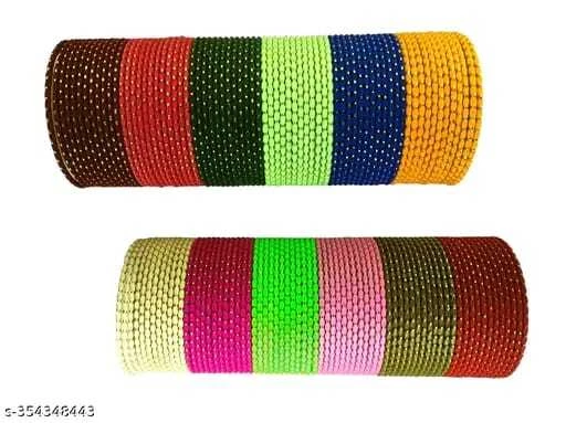 Coloridos brazaletes de metal indio de 144 piezas para mujer 12 colores Kade paquistaní para niñas Foto 1 de 4