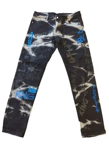 Biepa Jeans Mens Size 34 Denim Retro Punk Hippie Design Embroidered - Picture 1 of 12
