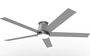 60 Inch Flush Mount Ceiling Fan, Matte Silver Low Profile Ceiling Fan Reversible - Picture 1 of 6