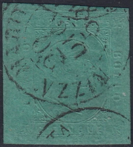 1853 - Sardegna II emissione c.5 verde usato Nizza Maria. 20 DIC 53 (4) - Foto 1 di 3