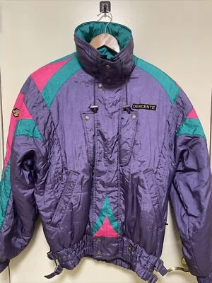 Vtg 90s Descente Purple Teal Pink hooded ski snowboard jacket size XL nylon - Image 1 of 4