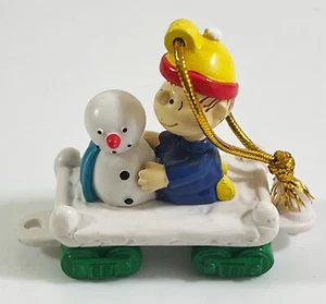 Vintage Peanuts Train Christmas Ornament Linus Snowman Charlie Brown UFS, Inc. - Picture 1 of 6