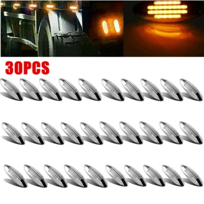 30x Amber Thin Side Marker Lights Clearance 24 LED Chrome for Freightliner 12V - Image 1 of 4