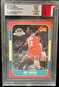 1986 Fleer Jersey Fusion Roy Hinson BGS 10 AUTO - Game Used Patch NBA - Picture 1 of 2