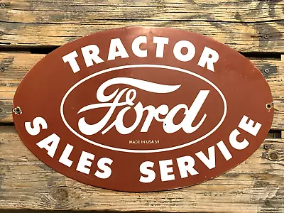 ВИНТАЖНЫЙ БОЛЬШОЙ ТРАКТОР FORD ПРОДАЖИ ДИЛЕР БЕНЗОКОЛОНКИ ФАРФОРОВЫЙ МАСЛЯНЫЙ ЗНАК - Изображение 1 из 4