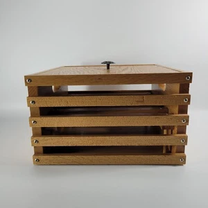 Massive Eiche Holz Kuchen Brot Träger Sicher mit Deckel 2 Ebenen Handarbeit 12"x12"x7" - Bild 1 von 13