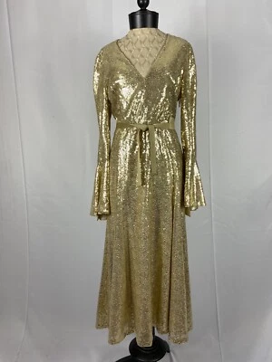 Vestido de cóctel PRABAL GURUNG NUEVO CON ETIQUETAS talla 6 lentejuelas doradas Foto 1 de 4