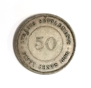 Mazuma *MC2133 Straits Settlements 1896 Queen Victoria Silver 50 Cents GEF - Picture 1 of 2