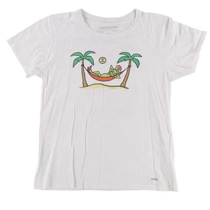 T-shirt Life is Good Grinch Christmas Beach tinta unita bianca donna L - Foto 1 di 7