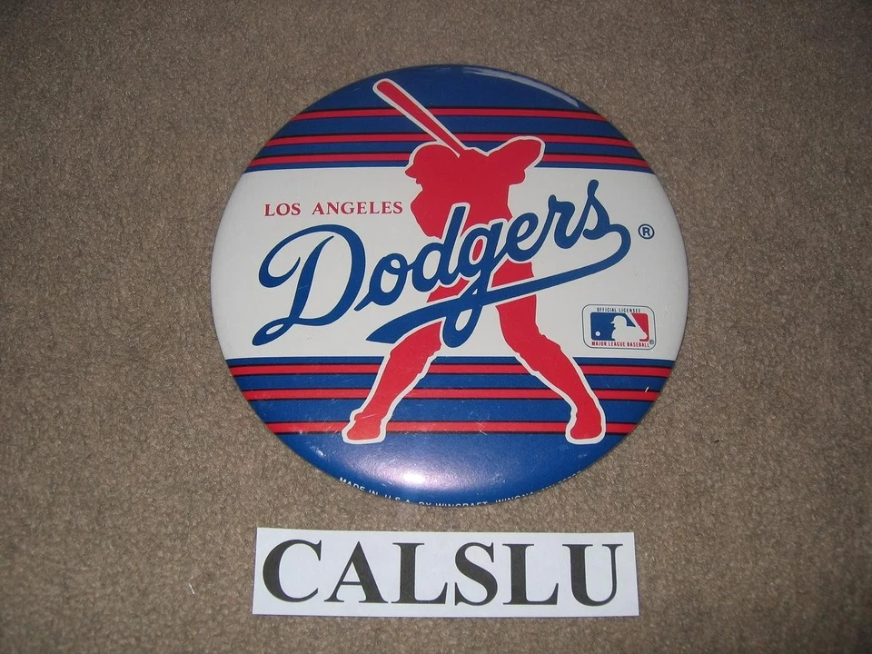 VINTAGE 1980'S LOS ANGELES DODGERS ☆RARE☆ 6" MLB BASEBALL PIN BUTTON - Image 1 of 1