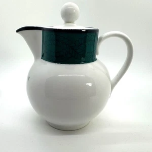 Dansk Quilting Emerald Braid Creamer With Lid White Green Black 5'' Portugal - Picture 1 of 6