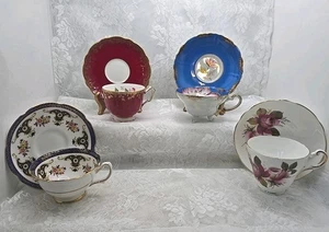 Lot (4)Vintage Porcelain Tea Cup & Saucer Sets Aynsley-Royal Sealy (Read) - Picture 1 of 20