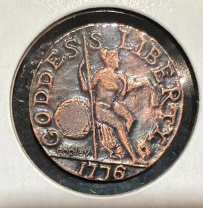 1776 ESTADO DE MASSACHUSSETTS. DIOSA DE LA LIBERTAD RÉPLICA EMISIÓN FICHA 3 CARAS-21 MM - Imagen 1 de 4