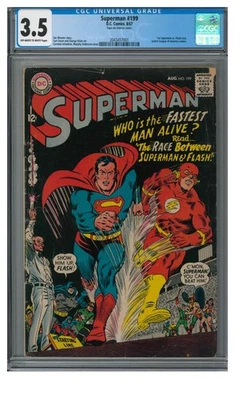 Superman #199 (1967) Key 1st Superman Vs. Flash Race CGC 3.5 Z326 - Image 1 of 2
