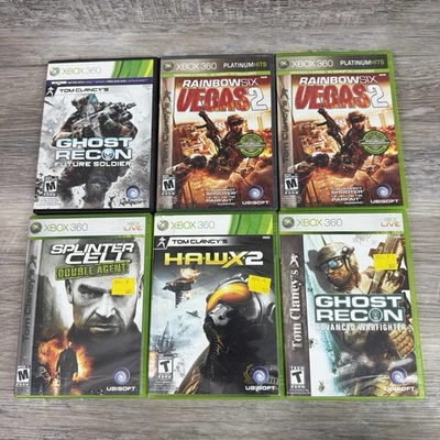 Lot 6  Xbox 360 Tom Clancy Games Splinter Cell Rainbow Six Hawx 2 Ghost Recon - Image 1 of 4