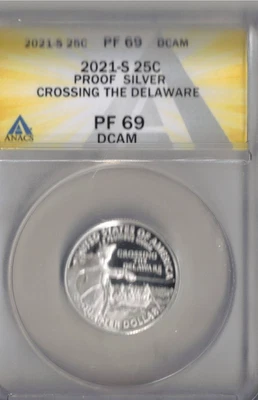 2021-S Silver Proof Crossing the Delaware AMACS PF69 Certified Quarter Coin! - Image 1 of 2