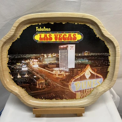 Vintage Fabulous Las Vegas Vintage MetalTin Souvenir Tray Flamingo Hilton Casino - Image 1 of 4