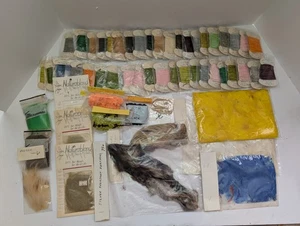 Large Fly Tying Materials Lot Chenille Hackle Dubbing Feathers Vintage - Picture 1 of 13