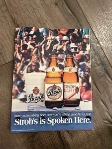 Cartel impreso anuncio foto alcohol vintage 1987 béisbol STROH’S LIGHT BEER 8” X 10” - Imagen 1 de 1