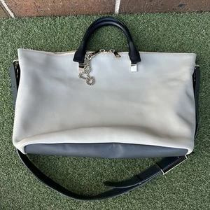 CHLOÉ Baylee Bicolor Calfskin Leather Satchel Bag Gray - Picture 1 of 18