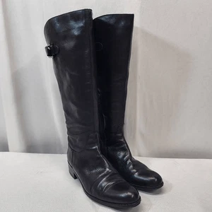 Sesto Meucci Boots Women 6.5M Black Leather Knee High Riding Boots Italy - Picture 1 of 11
