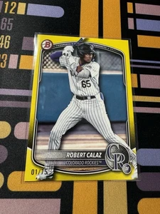 Papel amarillo Bowman Robert Calaz 2025 #BP-40/75 1st Bowman Rockies SP - Imagen 1 de 2