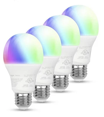Amazon Basics Smart A19 LED Light Bulb Color Changing 9W - 60W Equivalent 4 Pack - Image 1 of 4