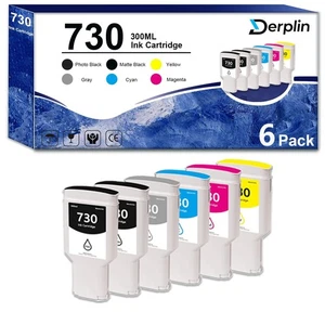 6 Pack 730 High Yield Ink Cartridge Use for DesignJet T1600 T1700 T2600 Printers - Picture 1 of 6