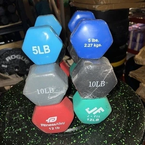 54lb Neoprene Dumbbell Set 5lb - 10lb - 12lb Pairs READ - Picture 1 of 5